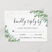 Cartons Réponse Élégant budget Eucalyptus Feuille Mariage de verdu (Devant / Derrière)