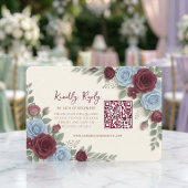 Cartons Réponse Elegant Burgundy Floral Modern QR Code Wedding