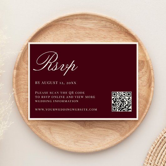Cartons Réponse Elegant Burgundy Old Money QR Code Wedding