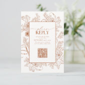 Cartons Réponse Elegant Burnt Orange Mariage QR Code S'il vous pla (Debout devant)