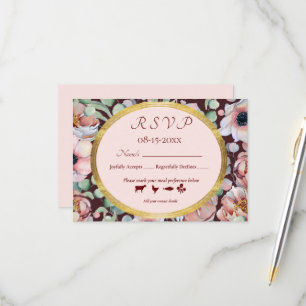 Cartons Réponse Élégant cadre géométrique floral rose rose d'anémo