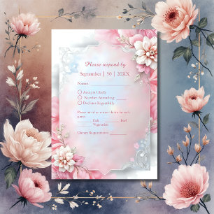 Cartons Réponse Elégant cadre rose floral douce Pastel mariage lum