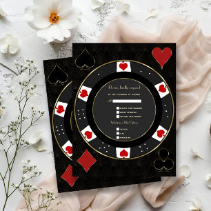 Cartons Réponse Élégant Casino Vegas Poker Mariage Chip