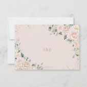 Cartons Réponse Elégant Champagne Blush Rose Floral Mariage (Dos)