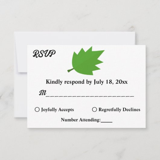 Cartons Réponse Élégant Chic Automne Vert Feuille Mariage de autom (Devant)