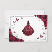 Cartons Réponse Elegant Chic Burgundy Silver Quinceanera Reply (Dos)