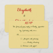 Cartons Réponse Élégant Chic Faux Gold Red Green Mariage de Noël (Devant / Derrière)