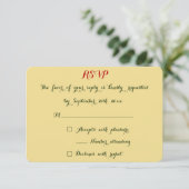 Cartons Réponse Élégant Chic Faux Gold Red Green Mariage de Noël (Debout devant)