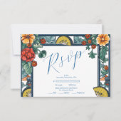 Cartons Réponse Élégant citron Botanique Bleu mariage méditerranée (Devant)