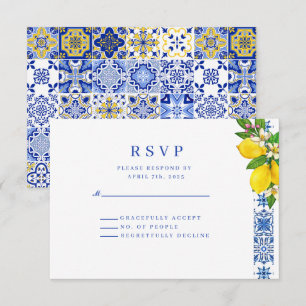 Cartons Réponse Élégant citron méditerranéen et Mariage bleu