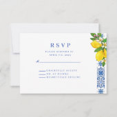 Cartons Réponse Élégant citron méditerranéen et Mariage bleu (Devant)