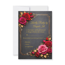Elegant Classic Red Pink Roses Golden Kindly Reply
