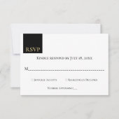 Cartons Réponse Élégant Classy Black Gold Monogramme Mariage moder (Devant)