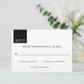 Cartons Réponse Élégant Classy Black Gold Monogramme Mariage moder (Debout devant)