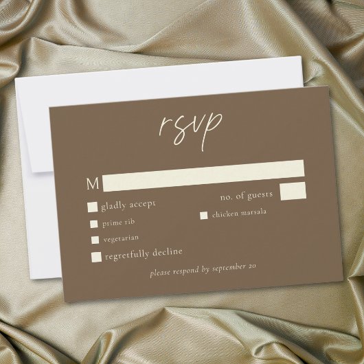 Cartons Réponse Elegant Cocoa Brown Minimalist Wedding
