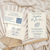 Cartons Réponse Élégant Code QR de Feuille Tropicale Bleue pour Ma
