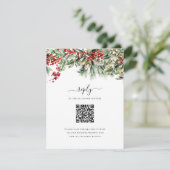 Cartons Réponse Élégant code QR de mariage de Noël d'hiver de vaca (Debout devant)