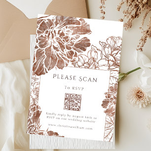 Cartons Réponse Élégant code QR du Mariage Brown Floral
