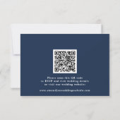 Cartons Réponse Élégant Code QR Fleurs Bleu Marine Écriture Mariag (Dos)