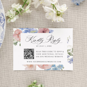 Cartons Réponse Élégant Code QR Floral Aquarelle Romantique Mariag