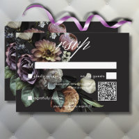 Élégant code QR floral moody Twilight Muted