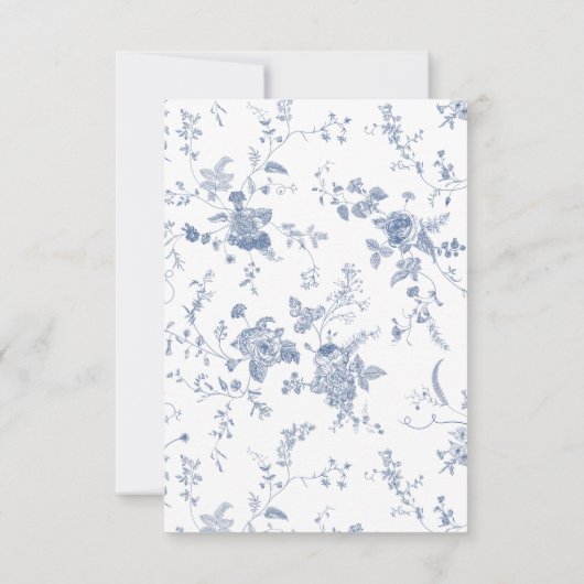 Cartons Réponse Élégant code QR Mariage de Flore Bleu Victorien (Dos)