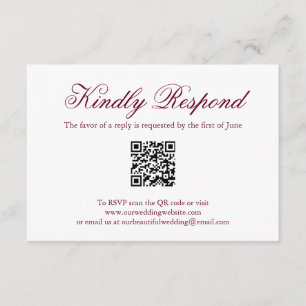Cartons Réponse Élégant code QR officiel Mariage de Bourgogne