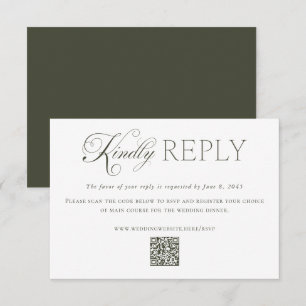 Cartons Réponse Élégant Code QR Personnalisé de Mariage en Vert Fo
