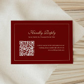 Cartons Réponse Élégant Code QR Rouge Vin Monogramme Mariage Scrip