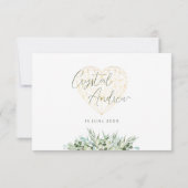 Cartons Réponse Élégant Coeur Eucalyptus Foliage Mariage officiel (Dos)