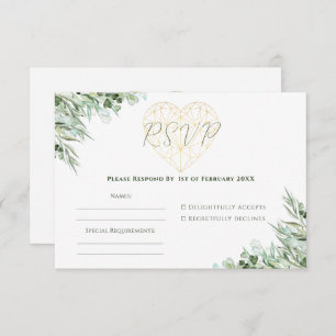 Cartons Réponse Élégant Coeur Eucalyptus Foliage Mariage officiel