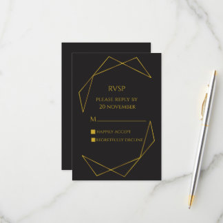 Cartons Réponse Elegant dark and gold RVSP