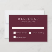 Cartons Réponse Elegant Deep Burgundy Classic Wedding (Devant)