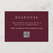 Cartons Réponse Elegant Deep Burgundy QR Code Classic Wedding (Devant)