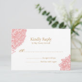 Cartons Réponse Elegant Delicate Dusty Pink Floral Wedding (Debout devant)