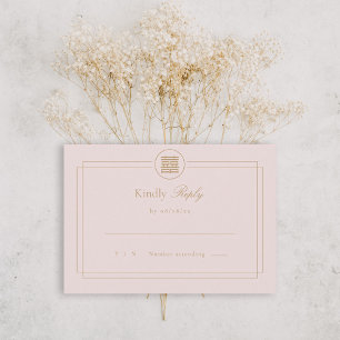 Cartons Réponse Élégant double bonheur rose moderne chinois asiati