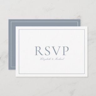 Cartons Réponse Elégant Dusty Blue Calligraphie Script Mariage RSV