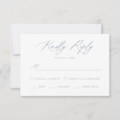 Cartons Réponse Élégant Dusty Blue Calligraphy Meal Choice Mariage (Devant)