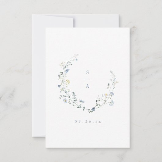 Cartons Réponse Elégant Dusty Blue Fleur sauvage Rustic Boho QR co (Dos)