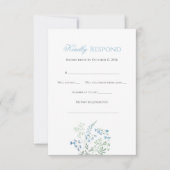 Cartons Réponse Elegant Dusty blue Floral Calligraphy (Devant)