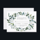 Cartons Réponse Elégant Dusty Blue Floral Rustic Garden Mariage<br><div class="desc">Les motifs présentent des éléments floraux d'aquarelle élégants dans des tons bleu poussiéreux,  acier,  brume et plus sur une couronne de verdure peinte. L'arrière est assorti d'une teinte bleu clair. Affichez la collection sur cette page pour rechercher les éléments correspondants dans cette conception.</div>