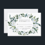 Cartons Réponse Elégant Dusty Blue Floral Rustic Garden Mariage<br><div class="desc">Les motifs présentent des éléments floraux d'aquarelle élégants dans des tons bleu poussiéreux,  acier,  brume et plus sur une couronne de verdure peinte. L'arrière est assorti d'une teinte bleu clair. Affichez la collection sur cette page pour rechercher les éléments correspondants dans cette conception.</div>