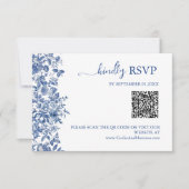Cartons Réponse Elegant Dusty Blue Toile QR Code Wedding (Devant)