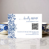 Cartons Réponse Elegant Dusty Blue Toile QR Code Wedding