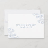Cartons Réponse Elegant Dusty Blue Victorian Floral Wedding (Dos)