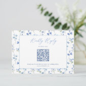 Cartons Réponse Elegant Dusty Blue Wildflower Wedding (Debout devant)