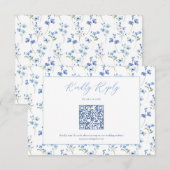 Cartons Réponse Elegant Dusty Blue Wildflower Wedding (Devant / Derrière)