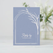 Cartons Réponse Elegant Dusty Blue With QR Code Wedding Reply By (Debout devant)