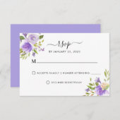 Cartons Réponse Élégant Dusty Purple Plum Verdure Floral Mariage (Devant / Derrière)