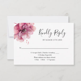 Cartons Réponse Elégant Dusty Rose aquarelle Mariage floral